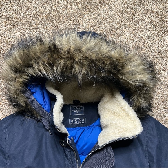 NWOT Abercrombie & Fitch Down Filled Insulated Jacket Coat Size XL Blue - Picture 3 of 11